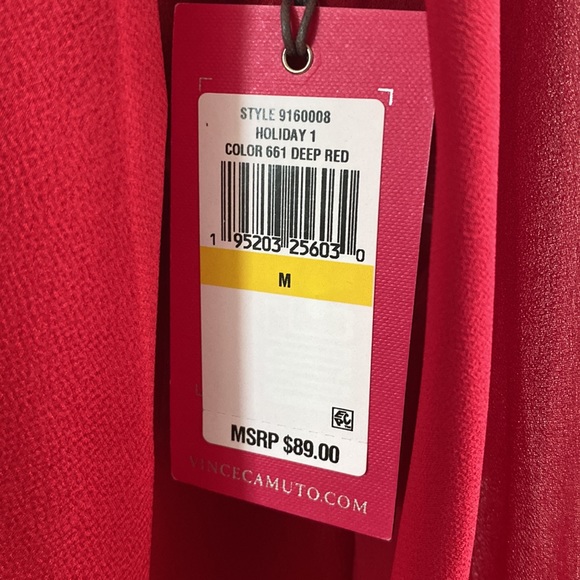 Vince Camuto red blouse with sheer accents size Medium. New with tags - Picture 2 of 6